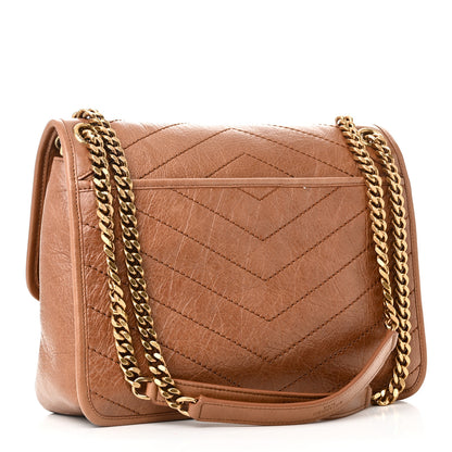 Saint Laurent Crinkled Calfskin Matelasse Monogram Medium Niki Chain Satchel Light Burnt 3 of 11