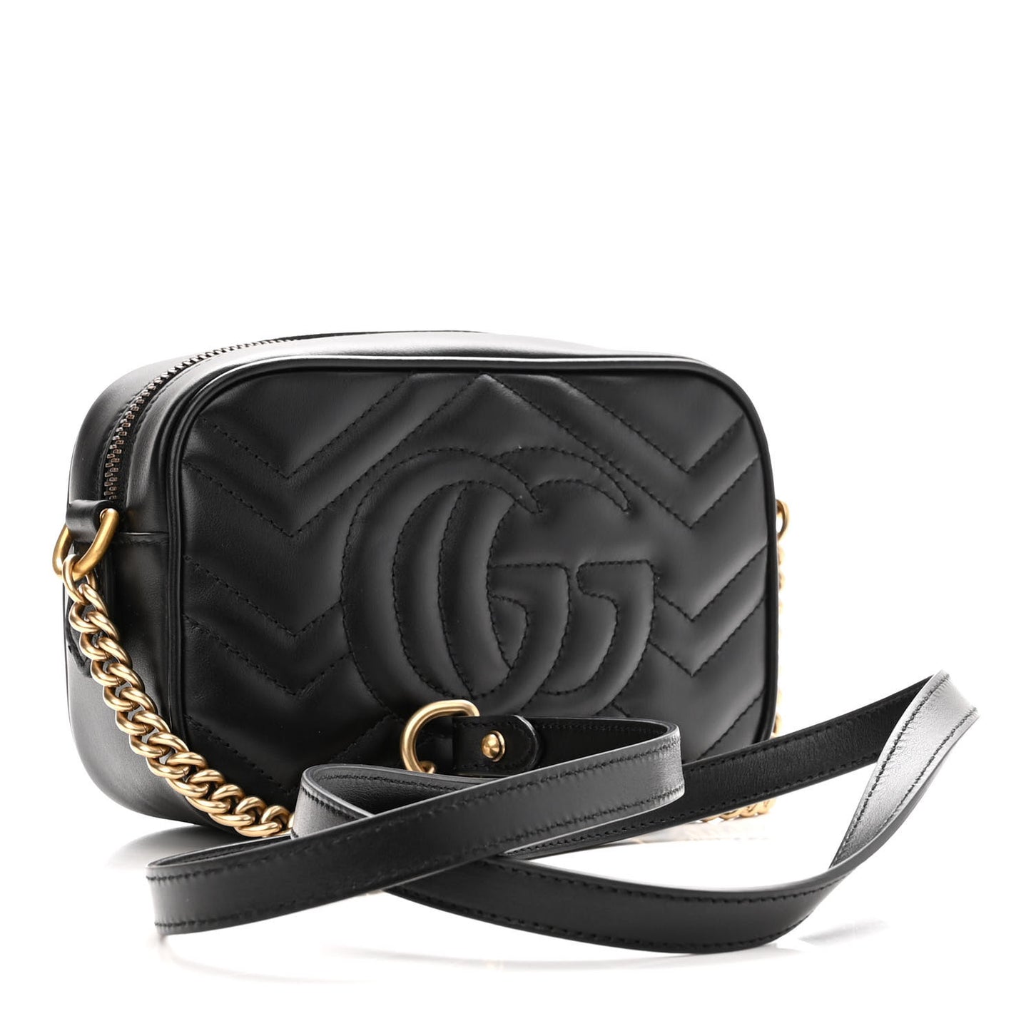 Calfskin Matelasse Mini GG Marmont Chain Shoulder Bag Black