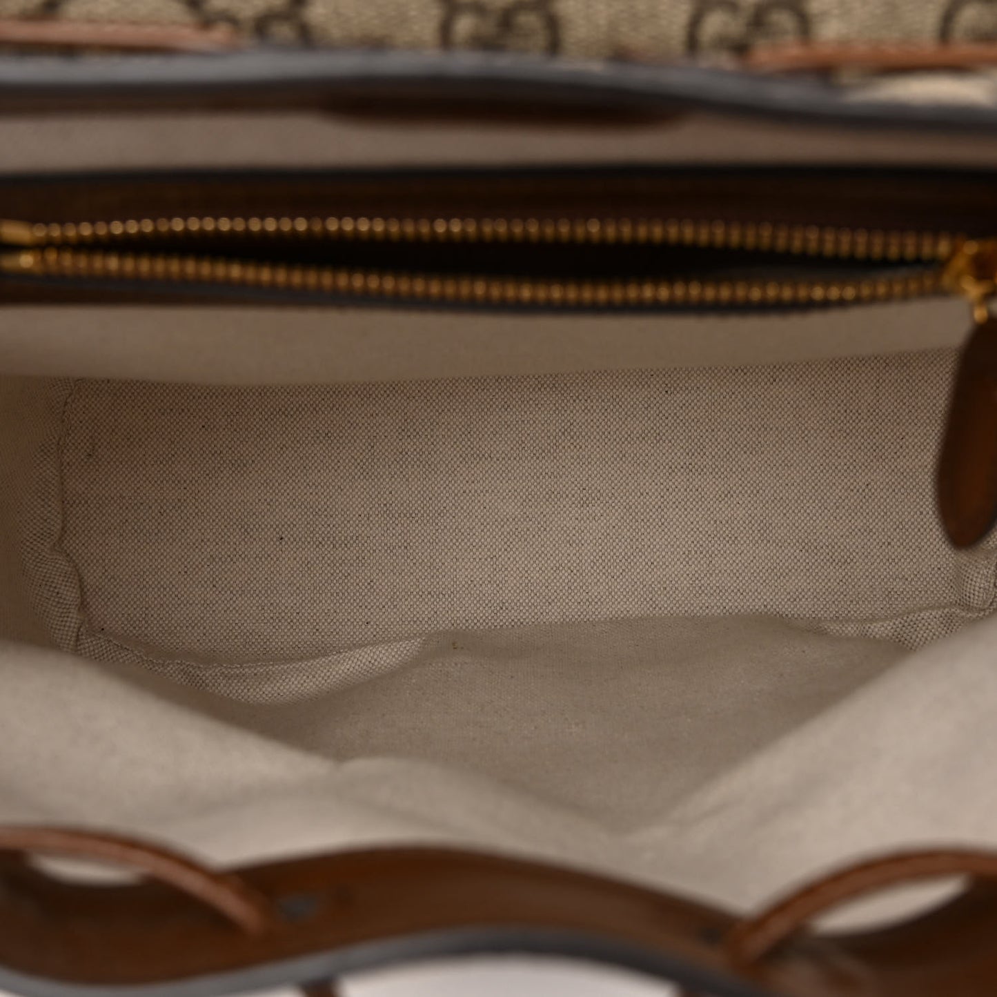 GG Supreme Monogram Azalea Calfskin Retro Interlocking G Buckle Backpack Beige Ebony Brown Sugar