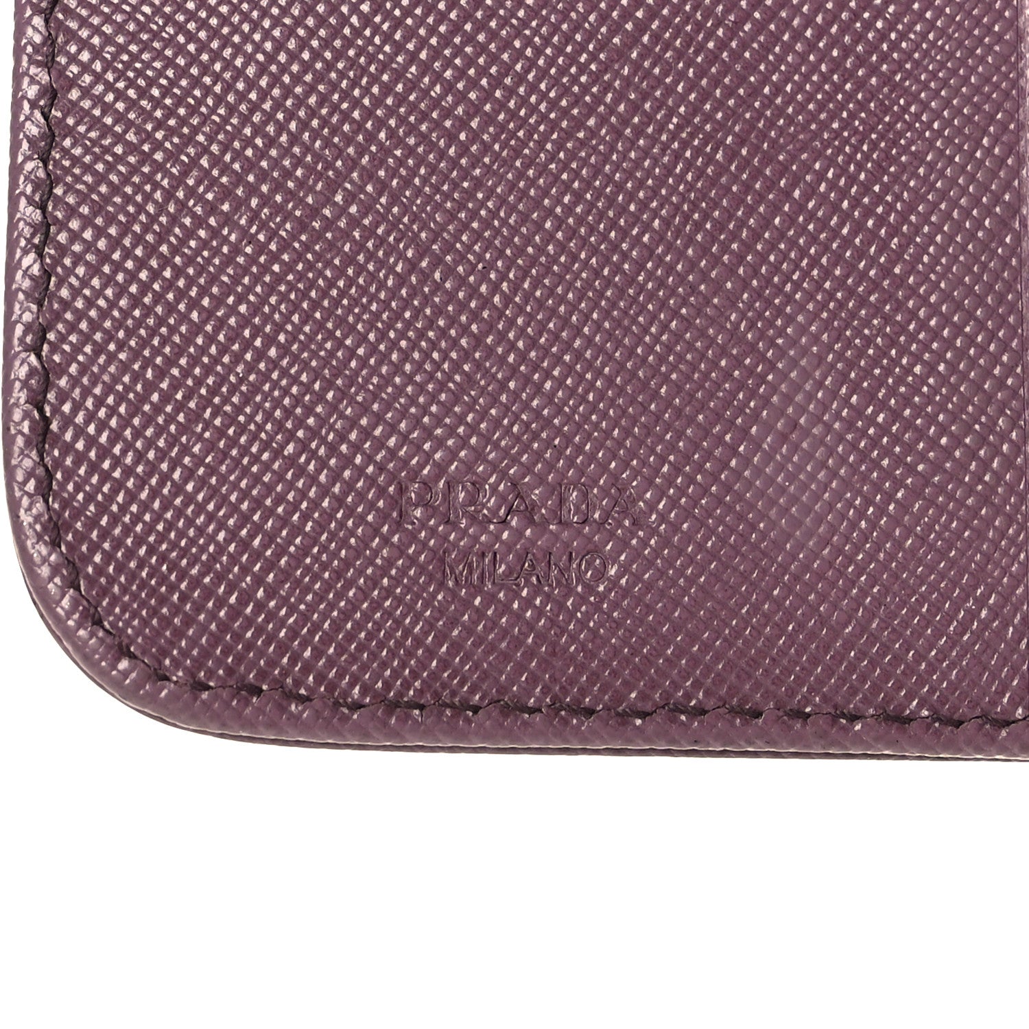 Prada Saffiano Triangle Compact Zip Around Wallet Purple 7 of 9