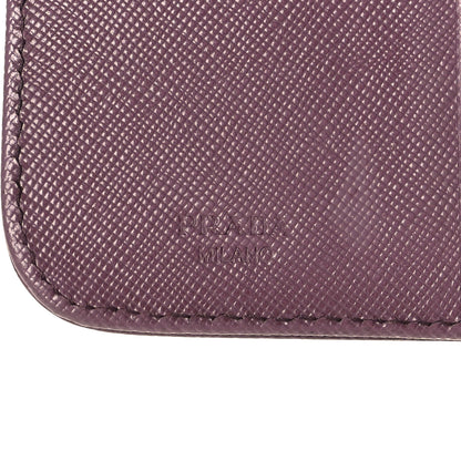 Prada Saffiano Triangle Compact Zip Around Wallet Purple 7 of 9