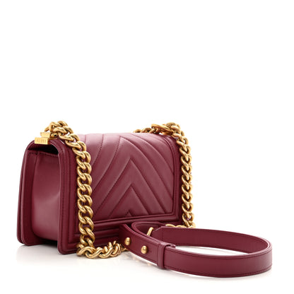 Chanel Calfskin Chevron Quilted Small Boy Flap Burgundy 2 of 9