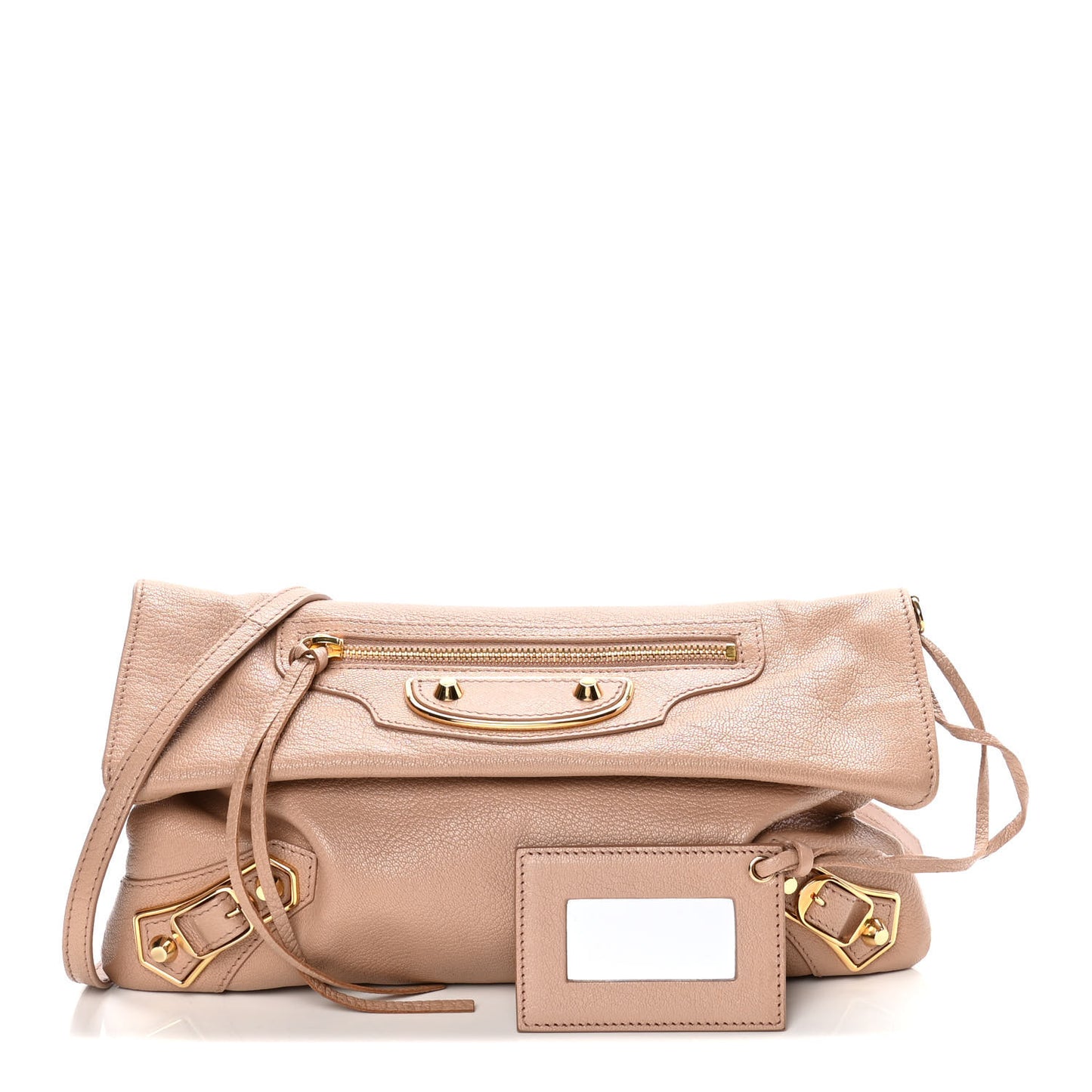 Agneau Giant 12 Gold Hardware Envelope Strap Clutch Rose Bonbon