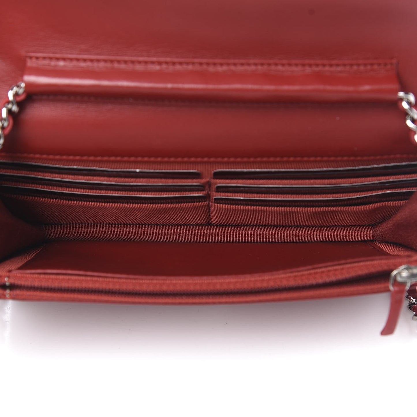 Lambskin Quilted Wallet On Chain WOC Red