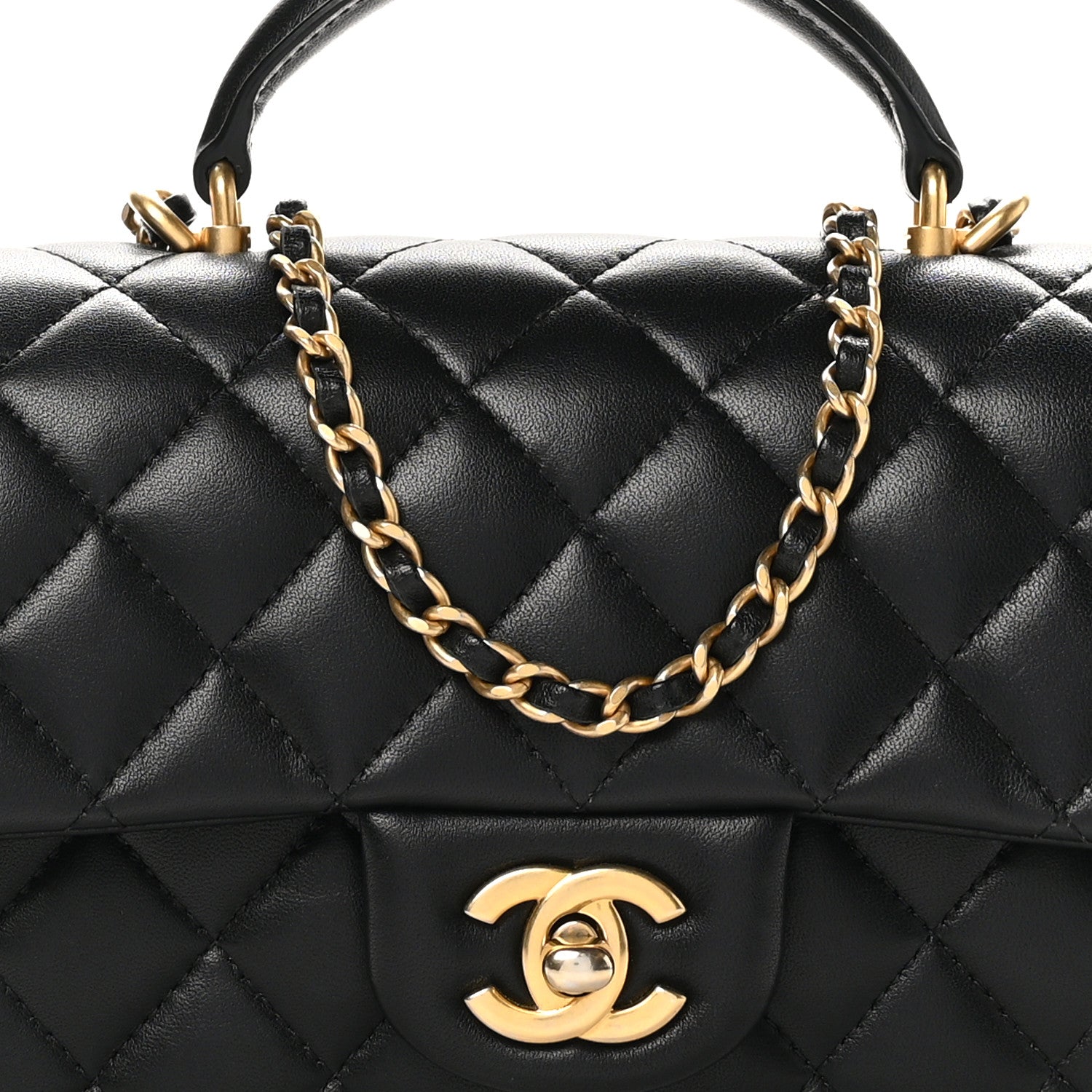Chanel Lambskin Quilted Mini Top Handle Rectangular Flap Black 8 of 10