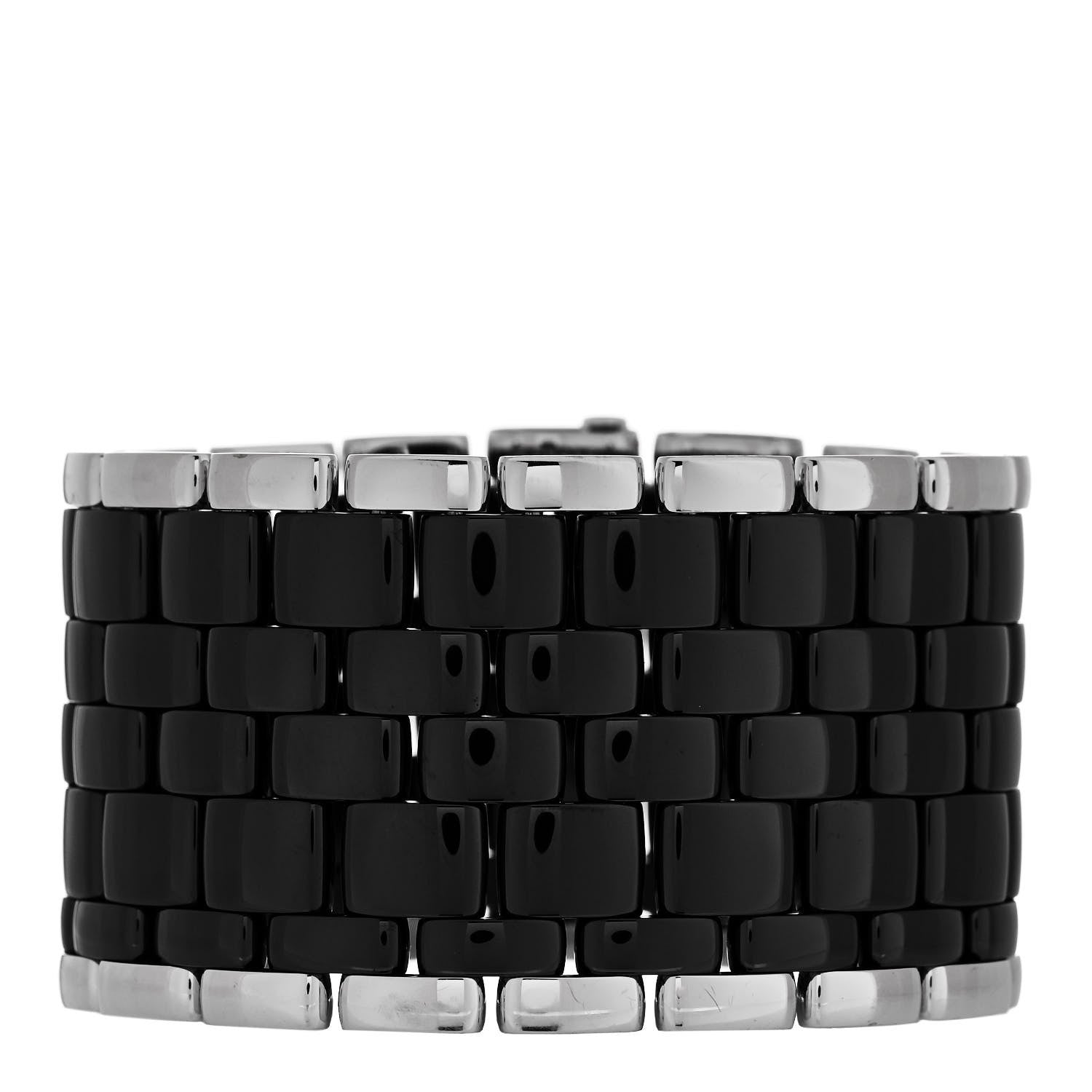 Chanel 18K White Gold Ceramic Wide Ultra Bracelet Black 2 of 4