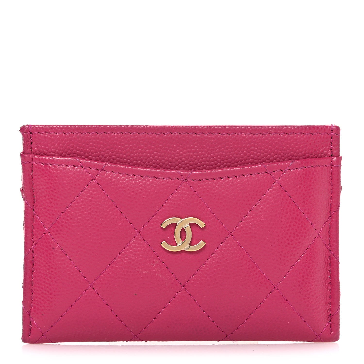 Chanel Caviar Quilted Card Holder Dark Pink 1 of 8