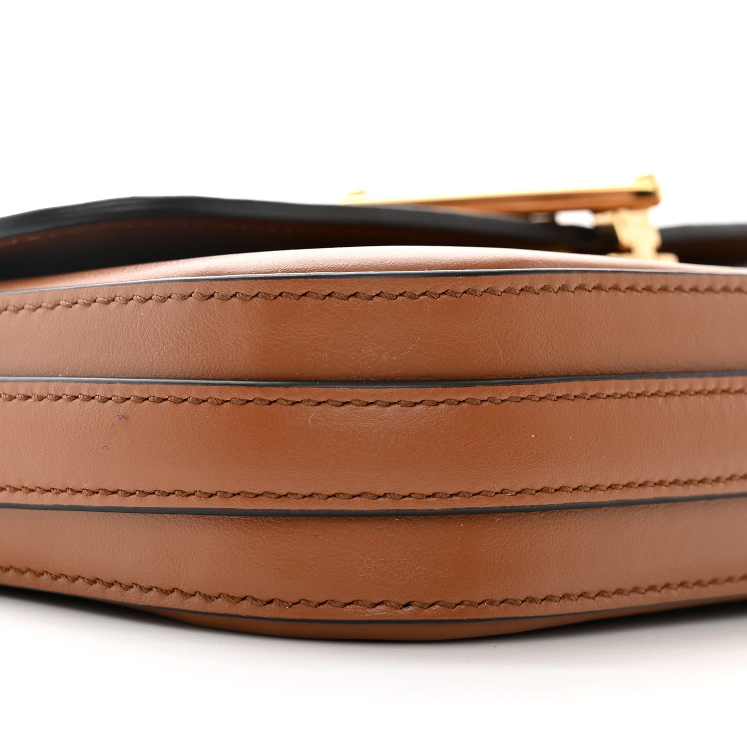 Prada Soft Calfskin Metal Triangle Logo Flap Shoulder Bag Cognac 9 of 11