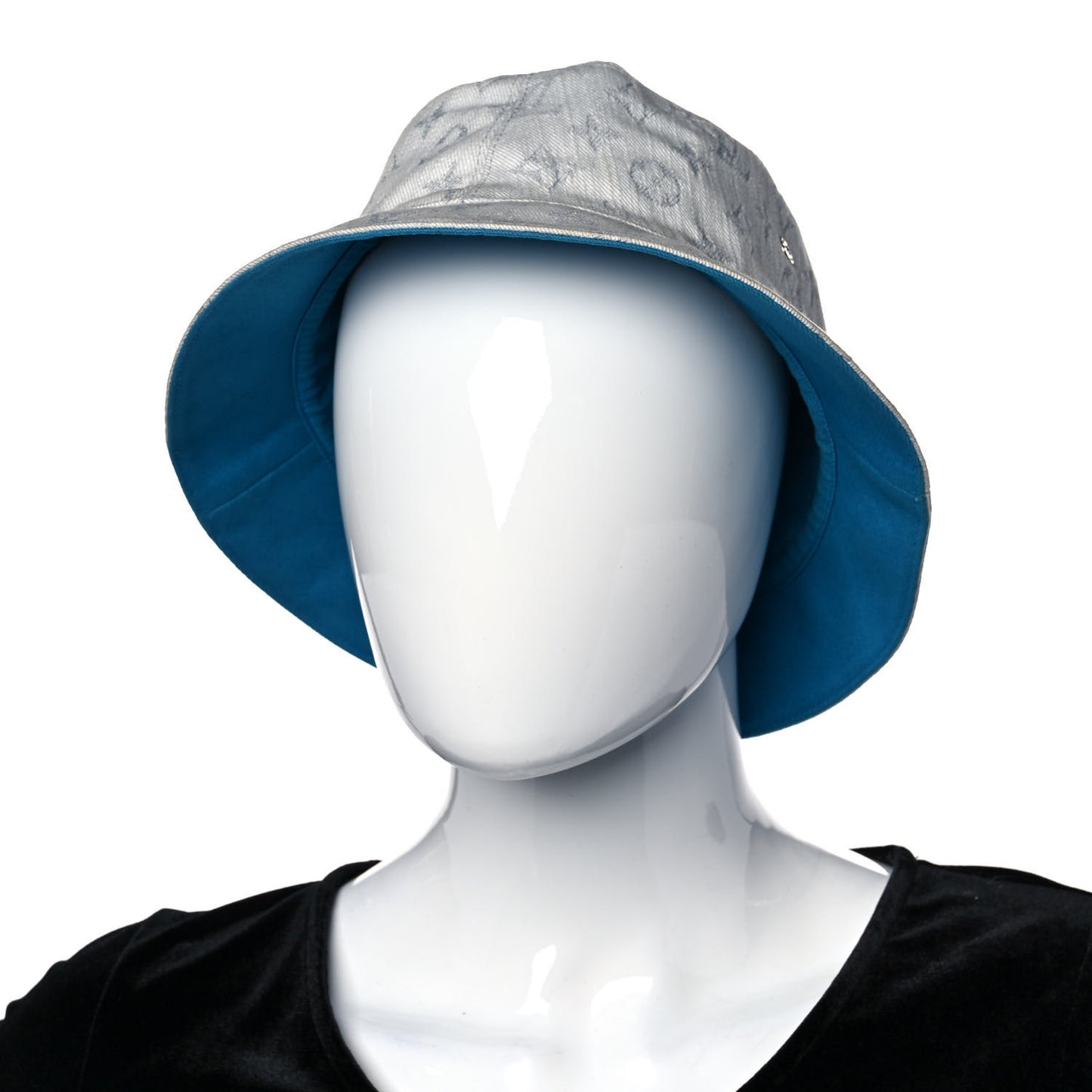 Monogram Denim Transformable Bob Bucket Hat 60 White Blue
