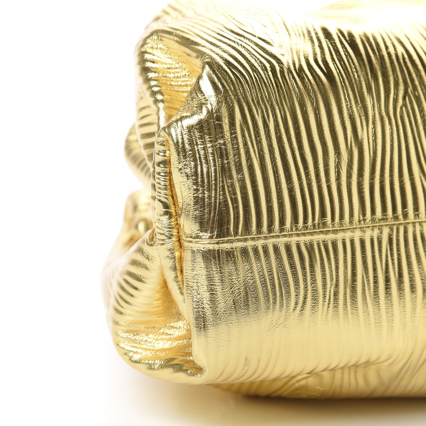 Metallic Bark Calfskin Embossed The Pouch Oversized Clutch Oro