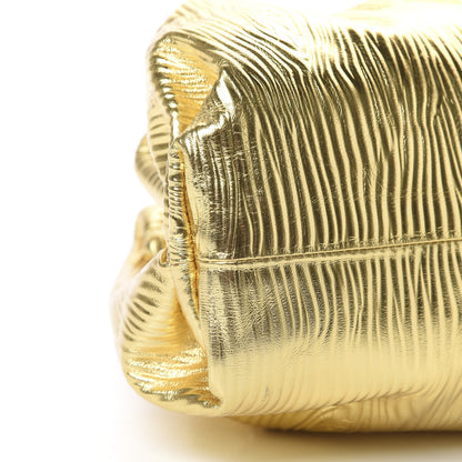 Bottega Veneta Metallic Bark Calfskin Embossed The Pouch Oversized Clutch Oro 8 of 9