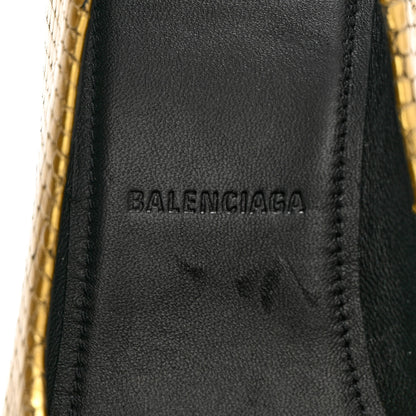 Balenciaga Metallic Calfskin Snakeskin Embossed Essex 110mm Pumps 37 Gold 6 of 13