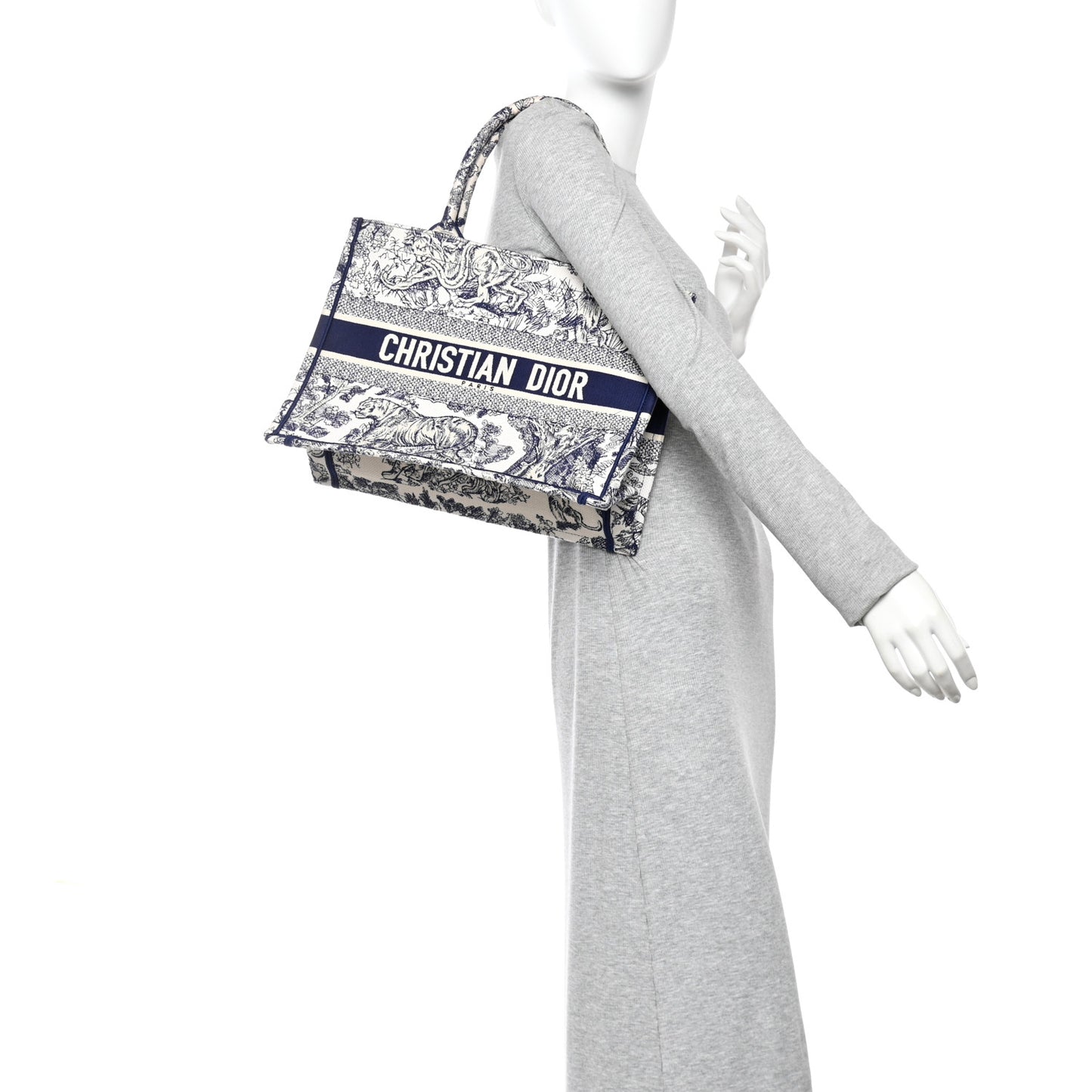Canvas Embroidered Medium Dioriviera Toile De Jouy Book Tote Blue Blue