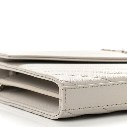 Saint Laurent Grain De Poudre Matelasse Chevron Monogram Chain Wallet Crema Soft 8 of 9