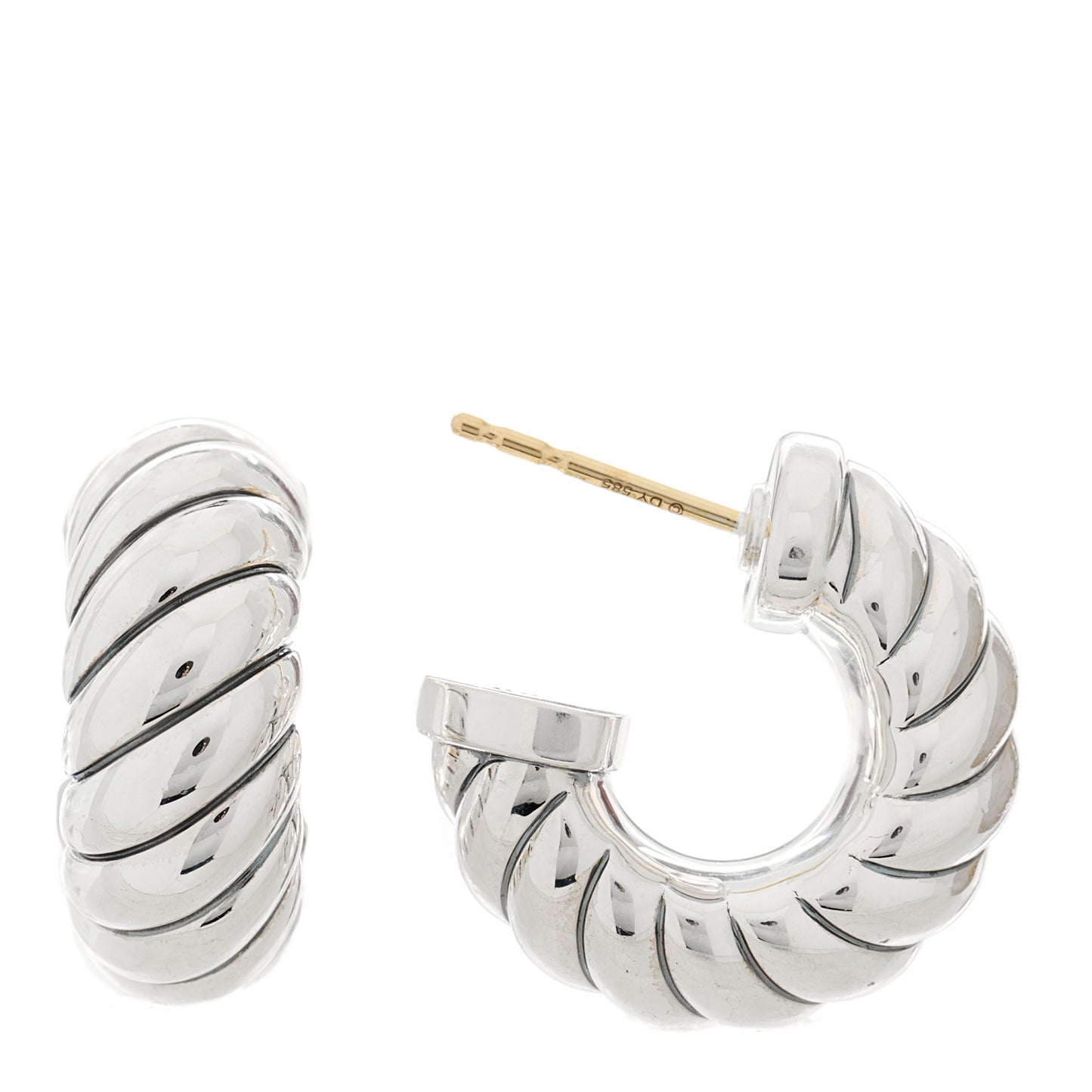 Sterling Silver Sculpted Cable Shrimp Earrings