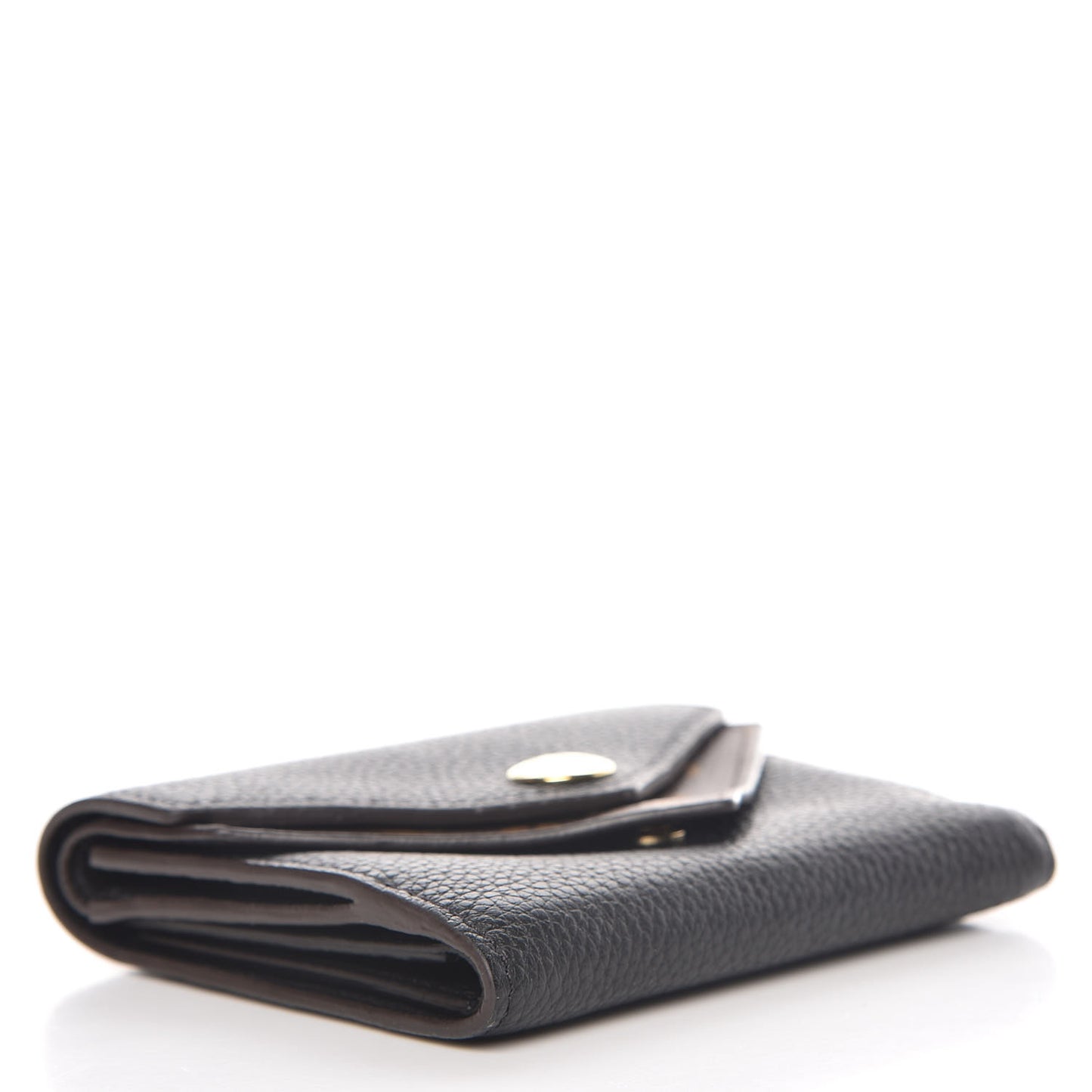 Grained Calfskin Monogram Double V Compact Wallet Black