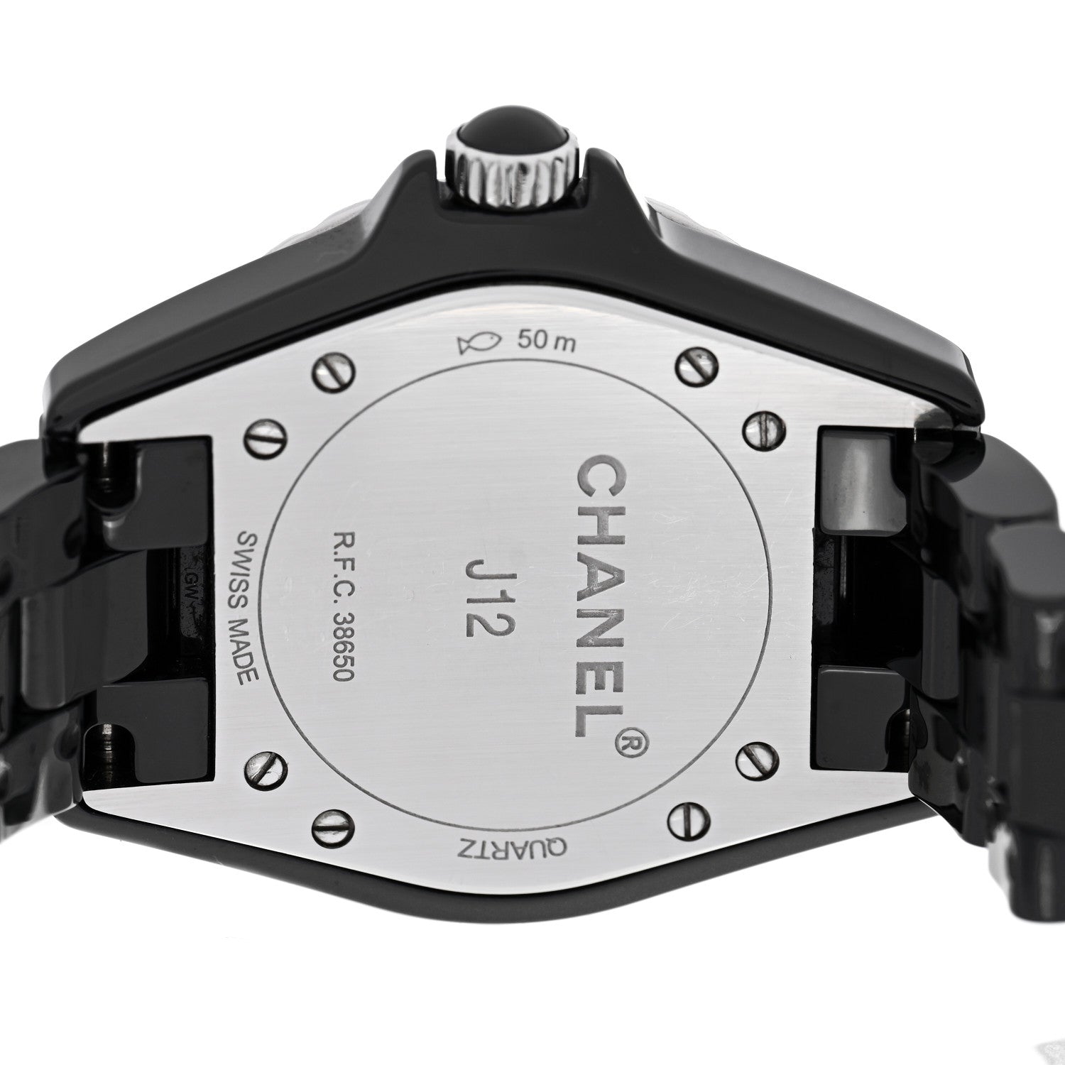 Chanel Stainless Steel Ceramic Diamond Bezel 33mm J12 Quartz Watch Black 4 of 5