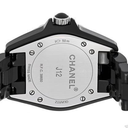 Chanel Stainless Steel Ceramic Diamond Bezel 33mm J12 Quartz Watch Black 4 of 5