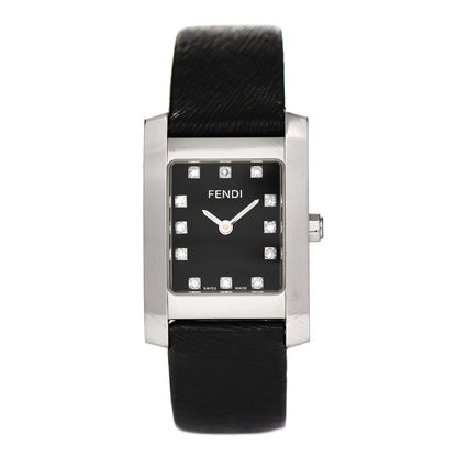 Fendi Stainless Steel Calfskin Diamond 22mm Quartz Watch Black 1 of 4
