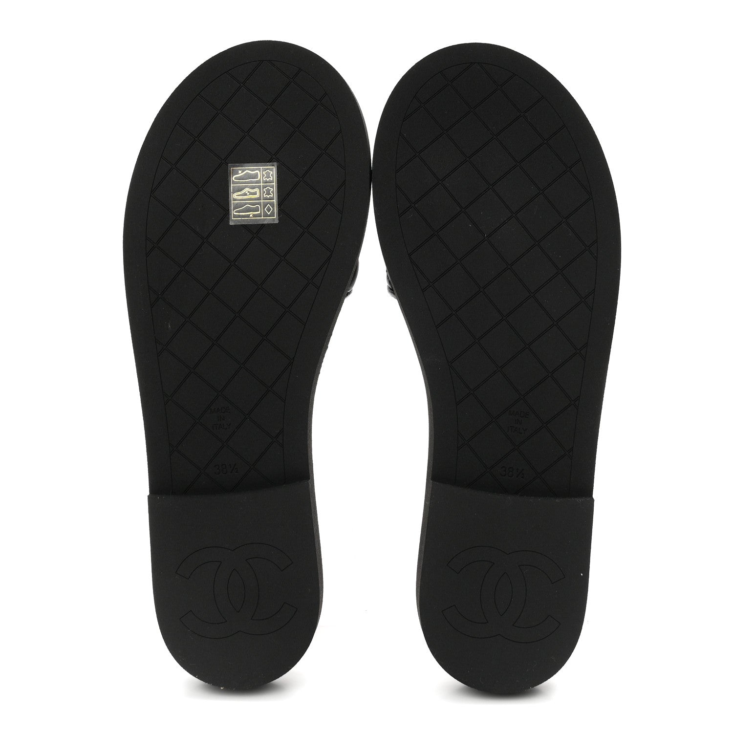 Chanel Lambskin Quilted Textured CC Mules Sandals 38.5 Black 6 of 10