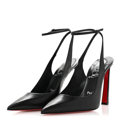 Christian Louboutin Calfskin Condora Sling 100 Pumps 38.5 Black 4 of 8