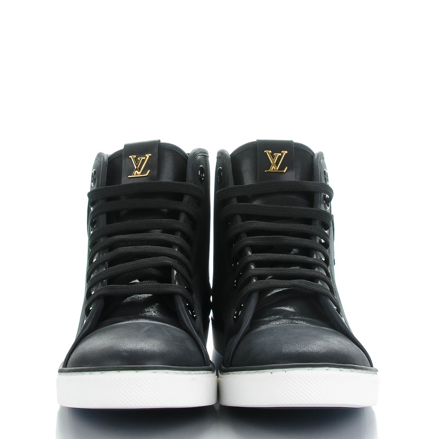 Louis Vuitton Calfskin Punchy Love Patch High Top Sneakers 39 Black 2 of 9
