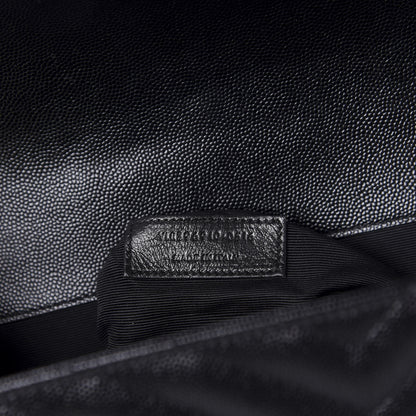 Saint Laurent Grain De Poudre Matelasse Chevron Large Monogram Satchel Black 9 of 11