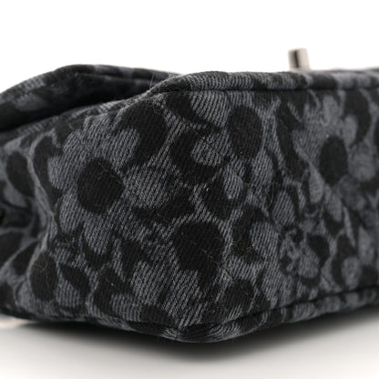 Chanel Printed Denim Quilted Flower Mini Rectangular Flap Black 9 of 11