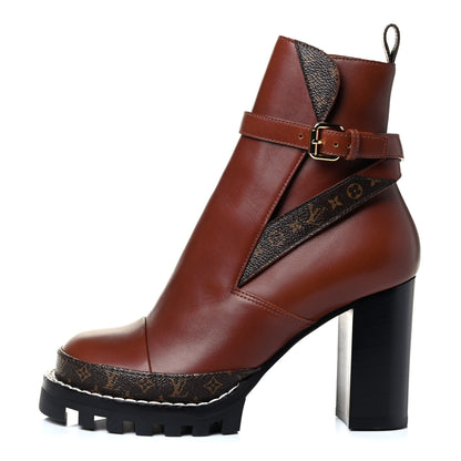 Louis Vuitton Calfskin Monogram Star Trail Ankle Boots 38.5 Cognac 1 of 5