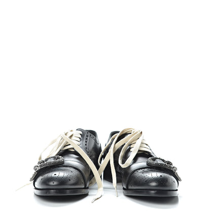 Gucci Calfskin Bee Embroidered Mens Queercore Brogue Derby Shoes 9.5 Black 5 of 9