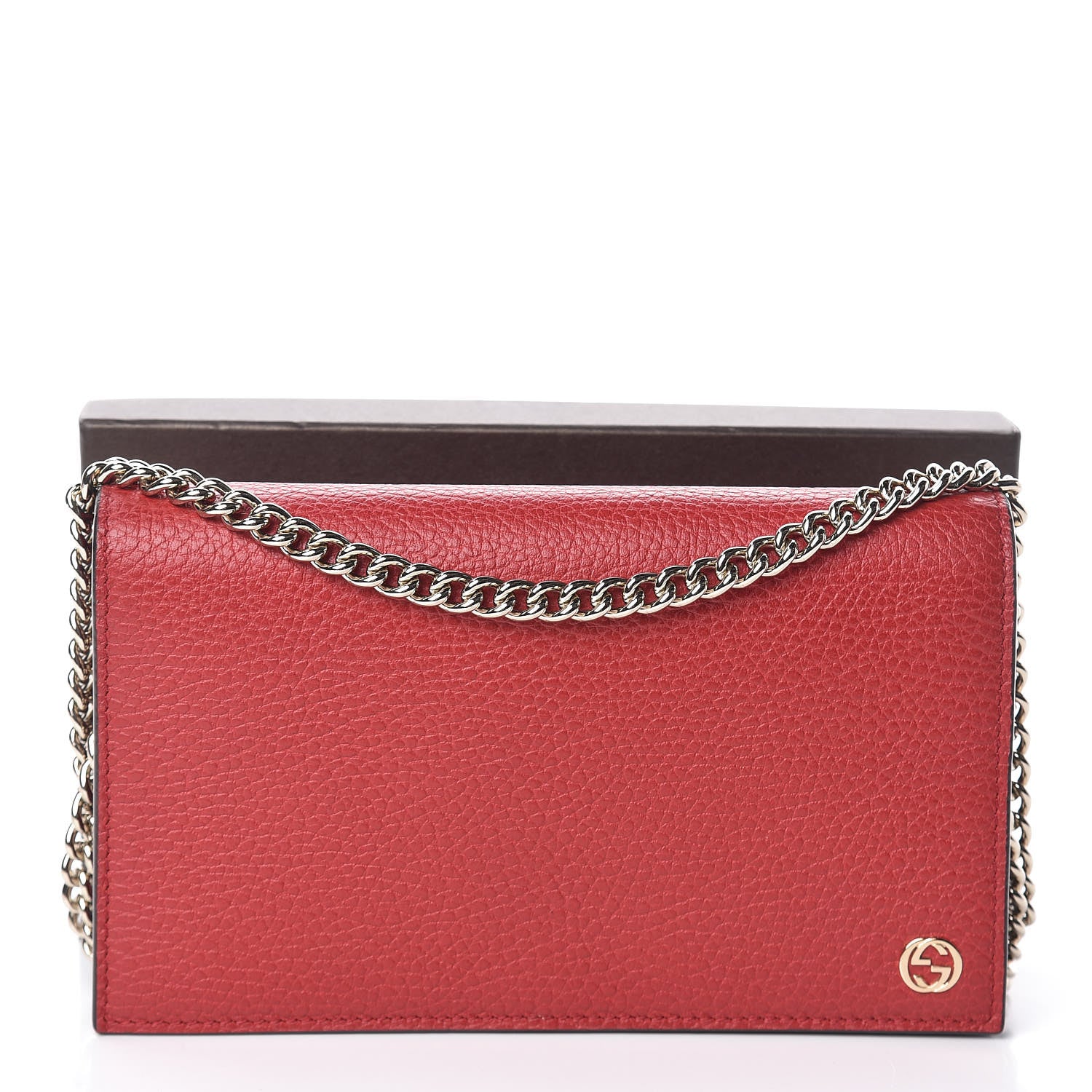 Gucci Dollar Calfskin Medium Betty Chain Wallet Tabasco Red 11 of 11
