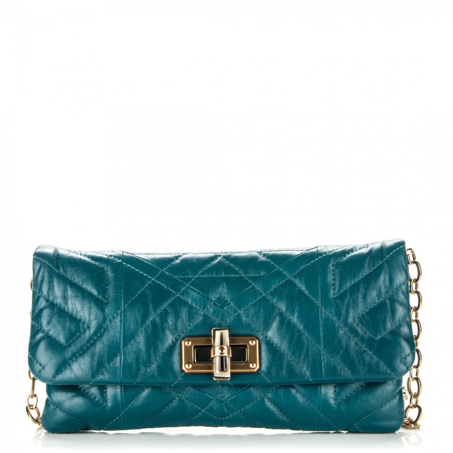 Lambskin Quilted Happy Long Crossbody Blue