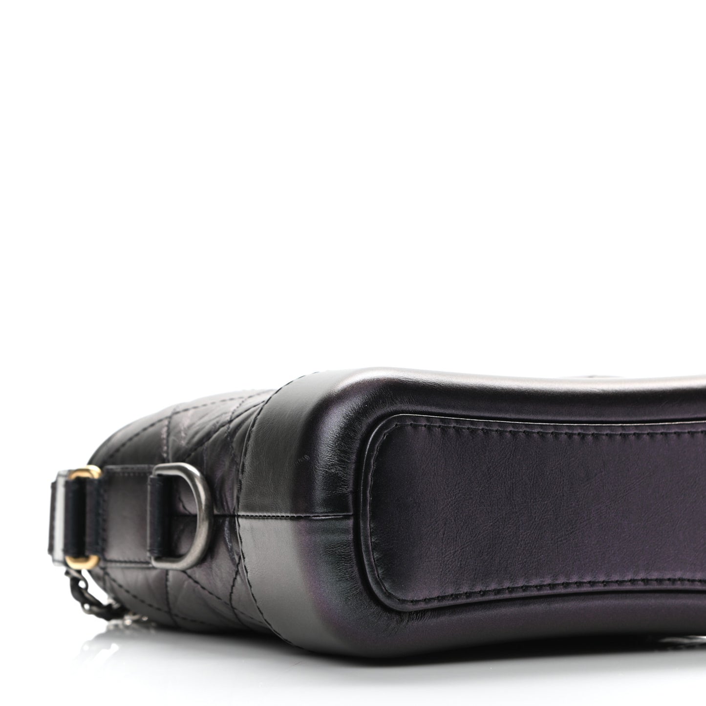 Iridescent Aged Calfskin Quilted Small Gabrielle Hobo Black