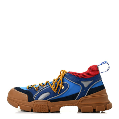 Gucci X SEGA Nylon Suede Calfskin Mens Flashtrek Sneakers 11 Bright Splash Poppy Marine Blue 1 of 11