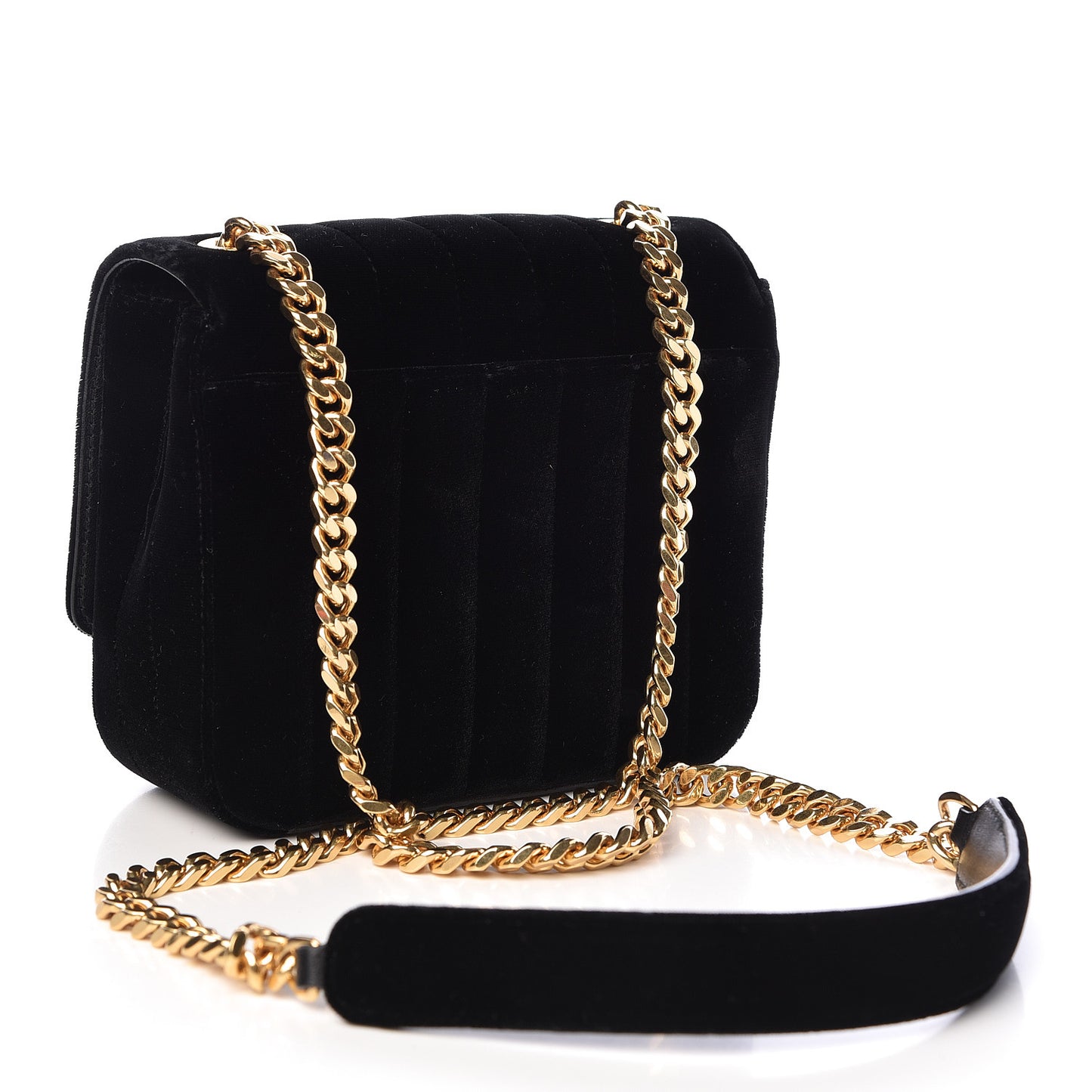 Velvet Matelasse Small Vicky Chain Bag Black