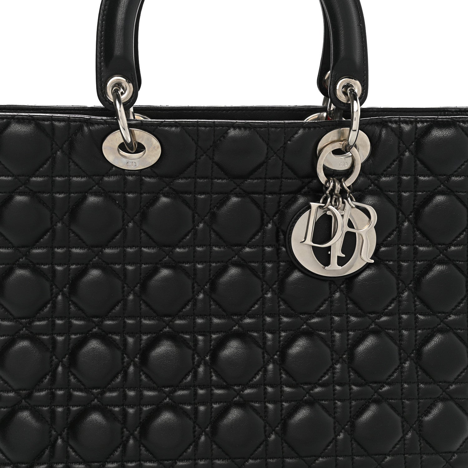 Christian Dior Lambskin Cannage Large Lady Dior Black 8 of 10
