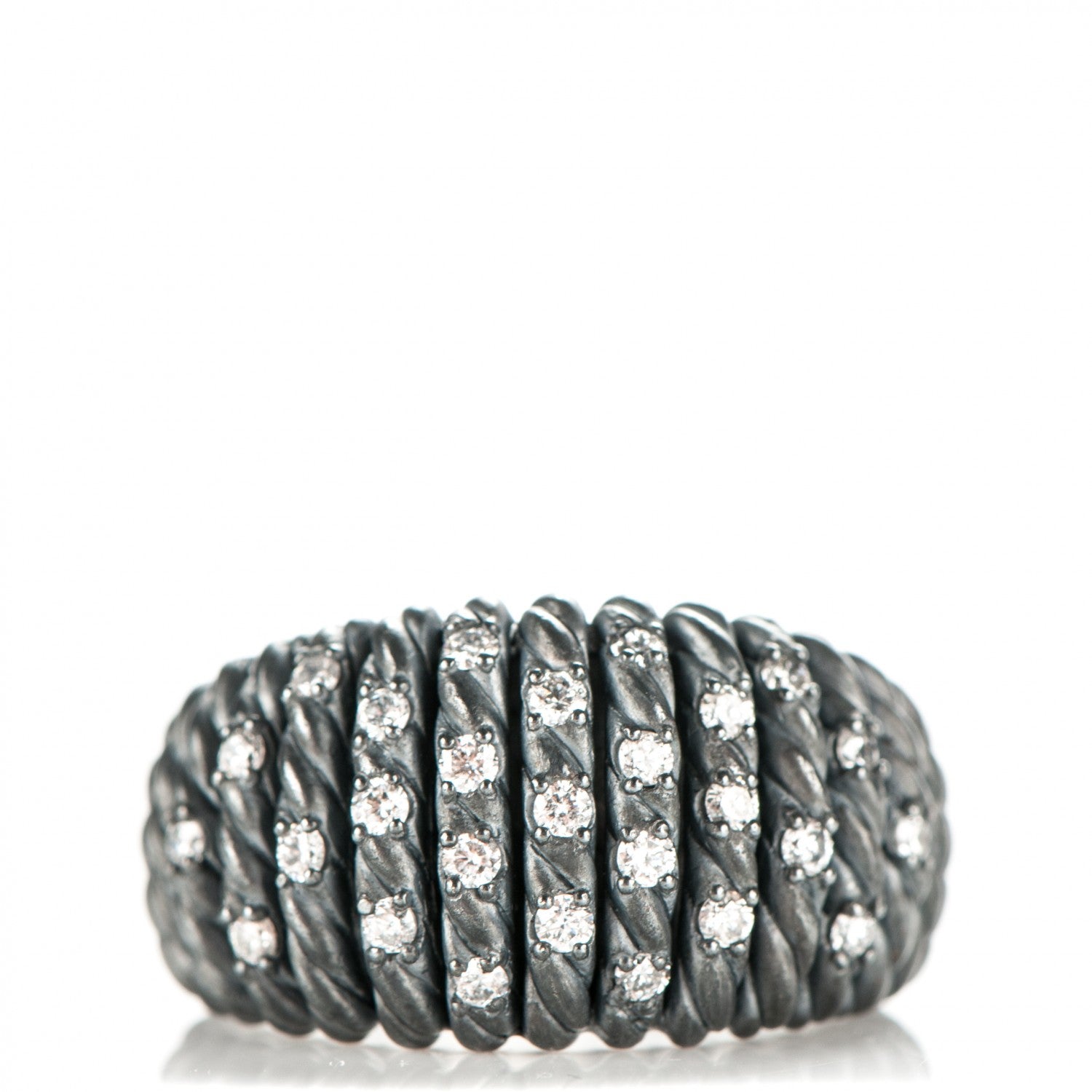 David Yurman Darkened Sterling Silver Diamond 13mm Tempo Ring 52 6.25 1 of 5