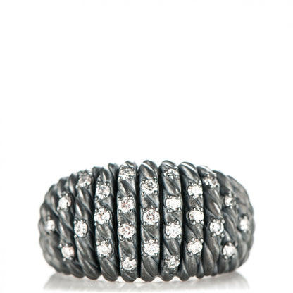 David Yurman Darkened Sterling Silver Diamond 13mm Tempo Ring 52 6.25 1 of 5
