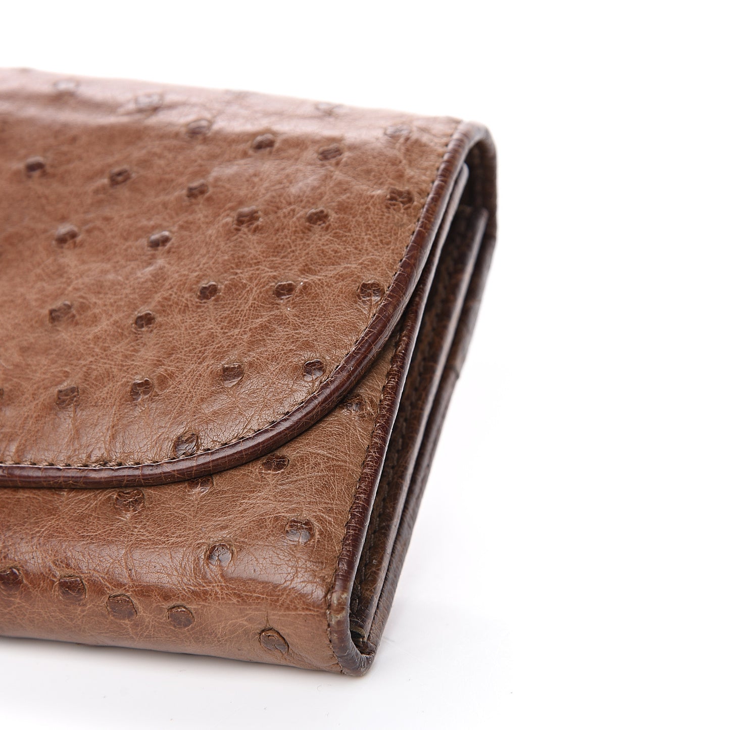 Ostrich 1973 Continental Clutch Wallet Brown
