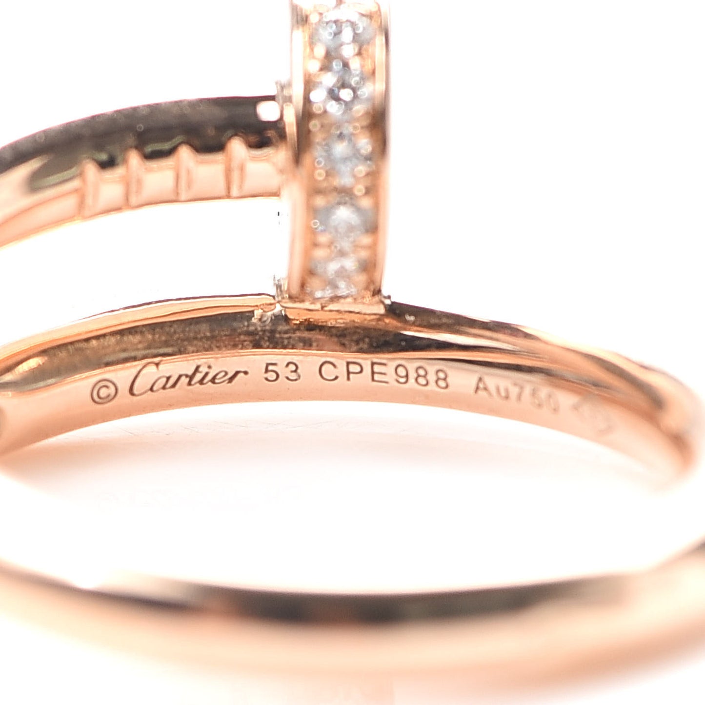 18K Pink Gold Diamond Juste Un Clou Ring 53 6.25