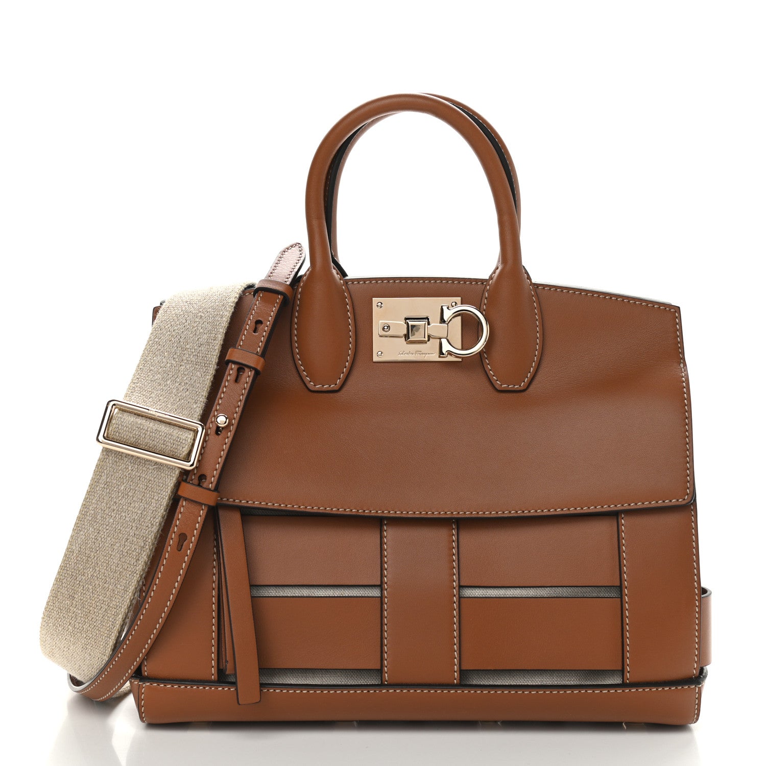 Salvatore Ferragamo Calfskin The Studio Cage Bag Sella 3 of 11