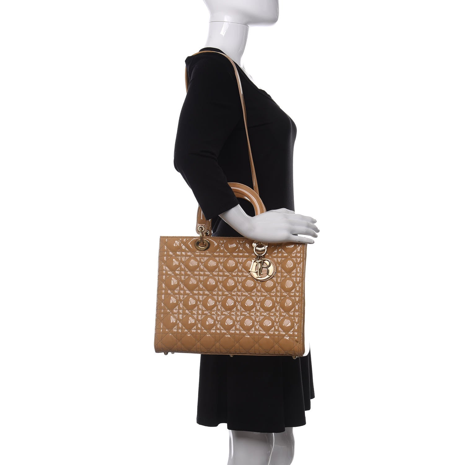 Christian Dior Patent Cannage Large Lady Dior Beige 2 of 12