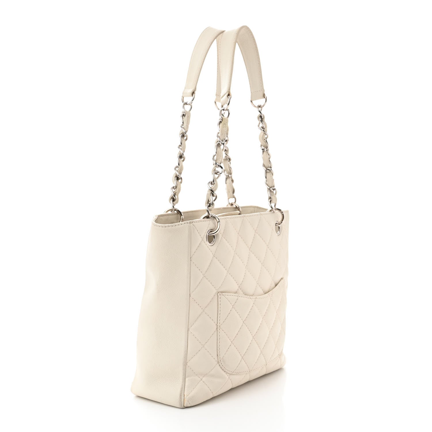 Chanel Caviar Quilted Petit Shopping Tote PST White 3 of 13