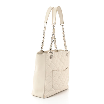 Chanel Caviar Quilted Petit Shopping Tote PST White 3 of 13
