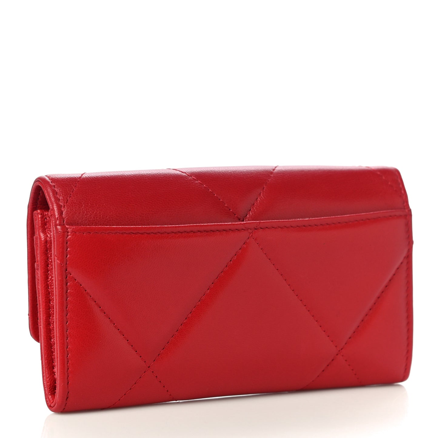 Goatskin Quilted Chanel 19 Flap Wallet Red