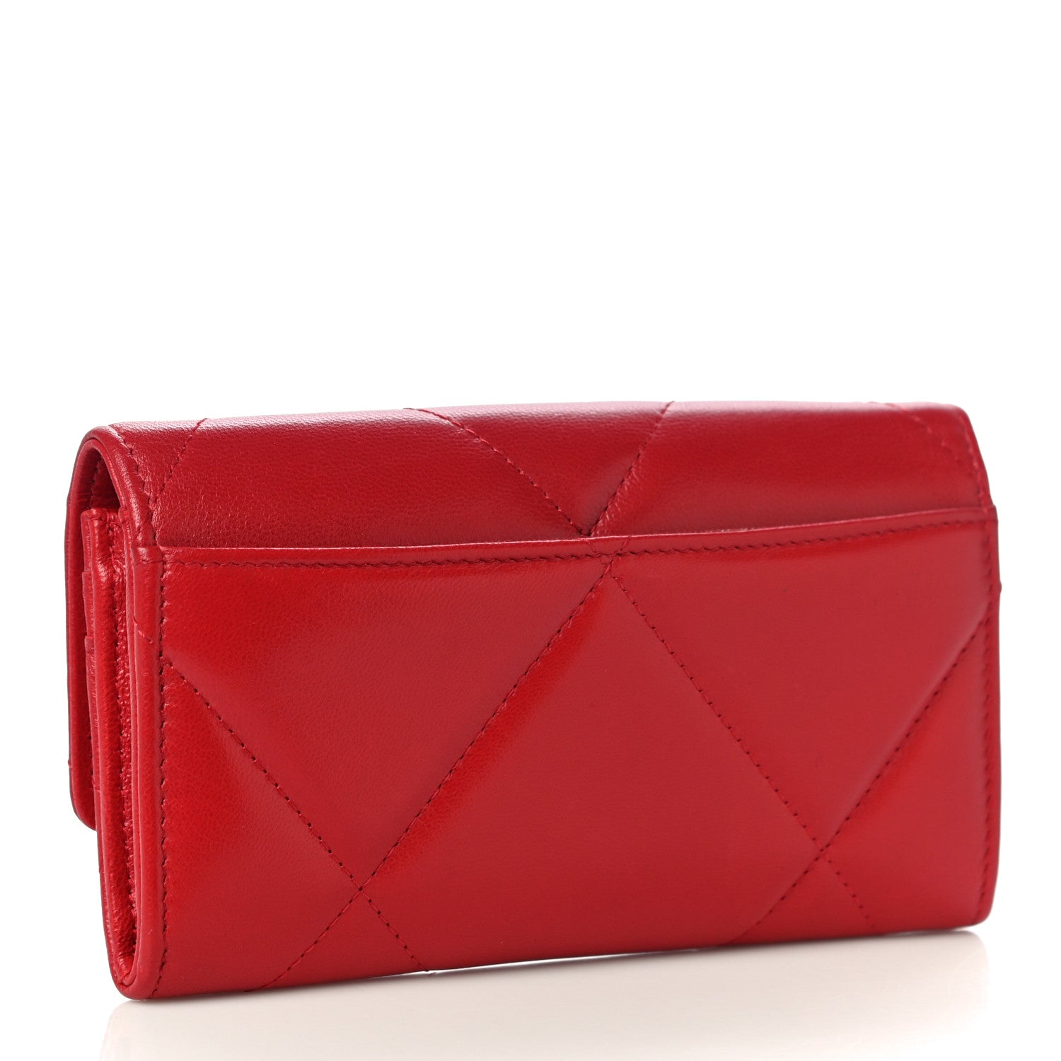 Chanel Goatskin Quilted Chanel 19 Flap Wallet Red 3 of 11