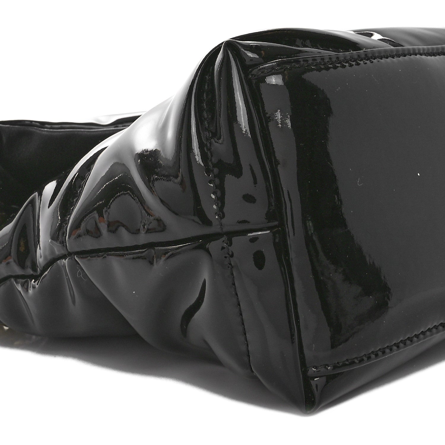 Saint Laurent Patent Quilted Small Loulou Puffer Monogram Chain Satchel Black 9 of 10