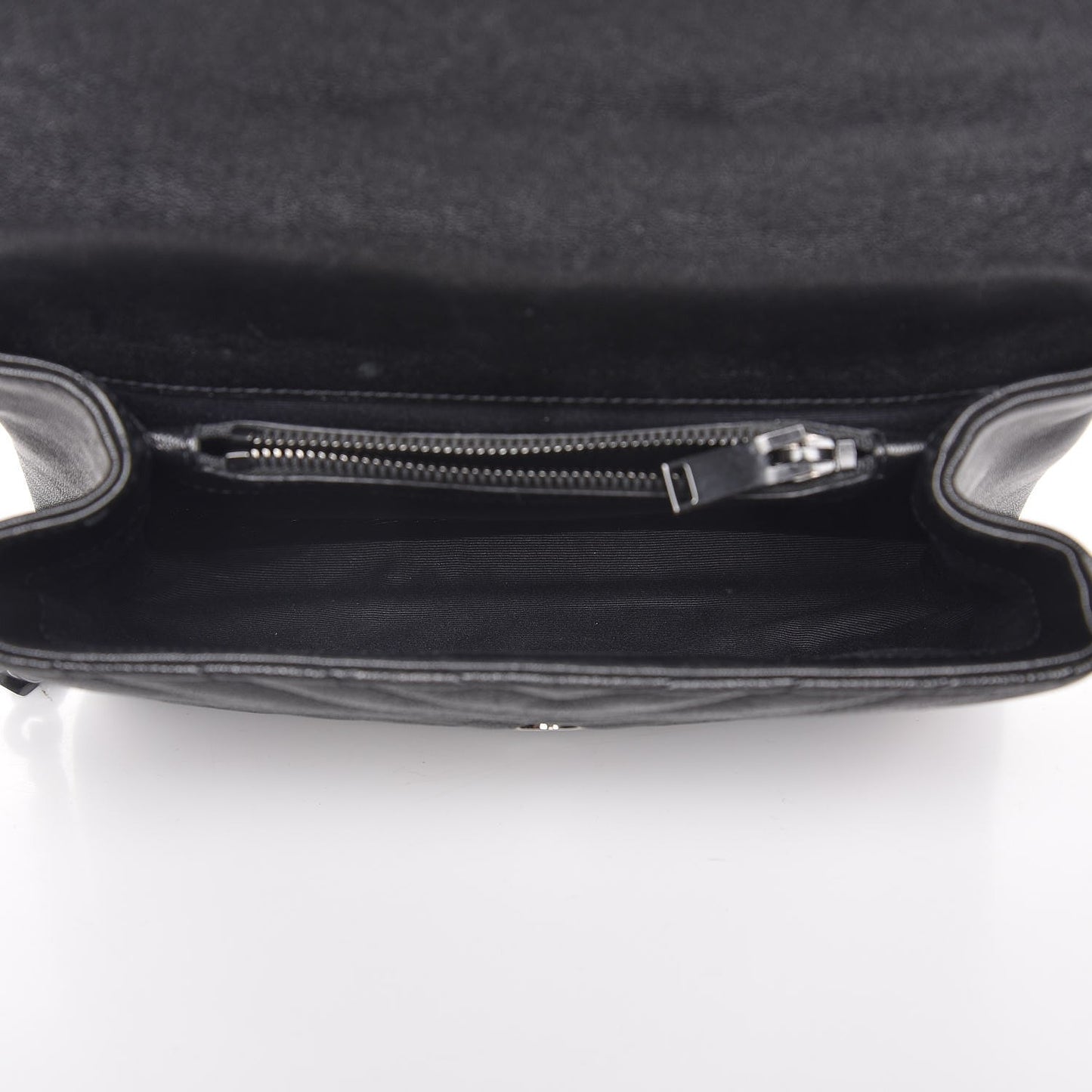 Sheepskin Matelasse Chevron Monogram Medium College Bag Black