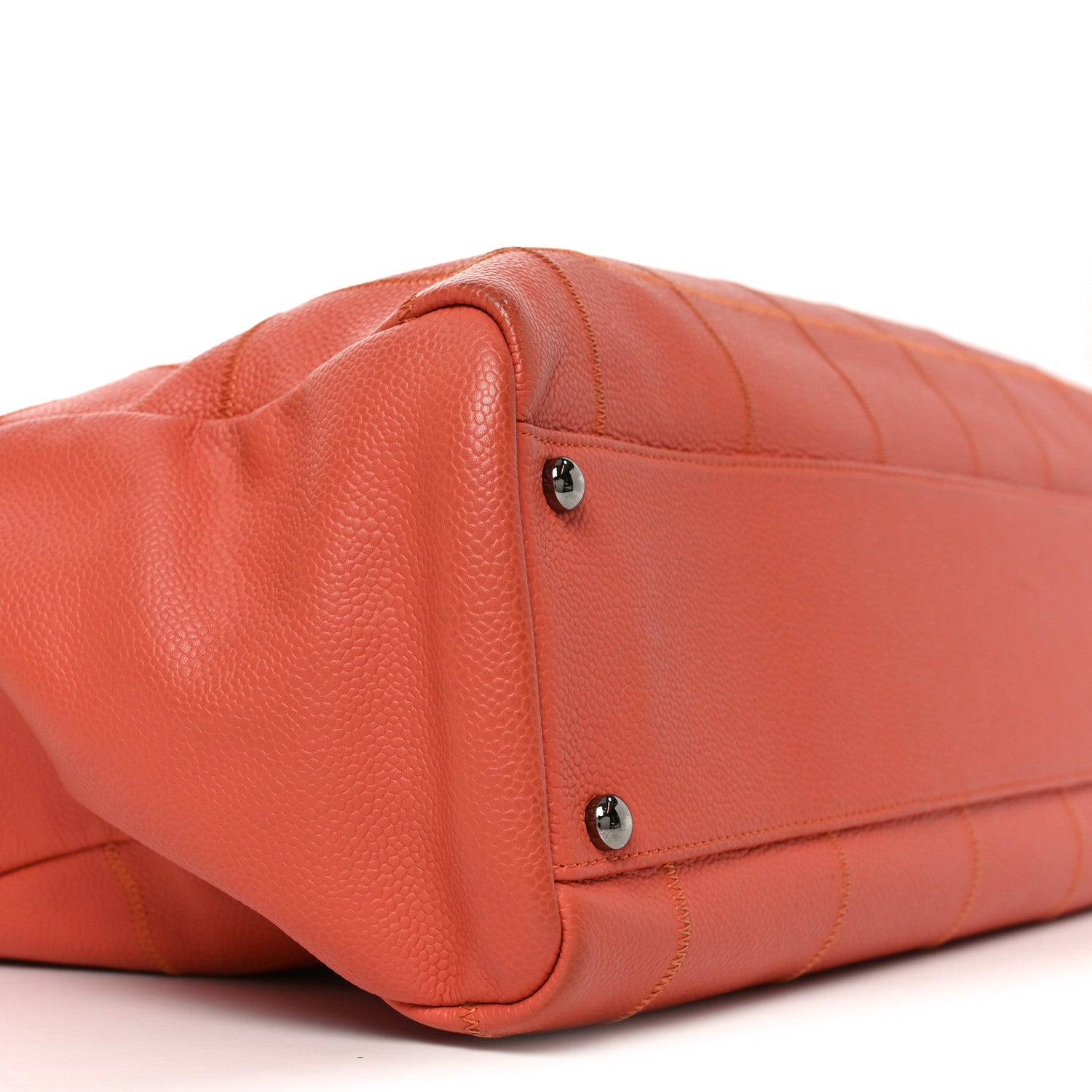 Chanel Caviar Square Stitched Large Tote Orange 9 of 10