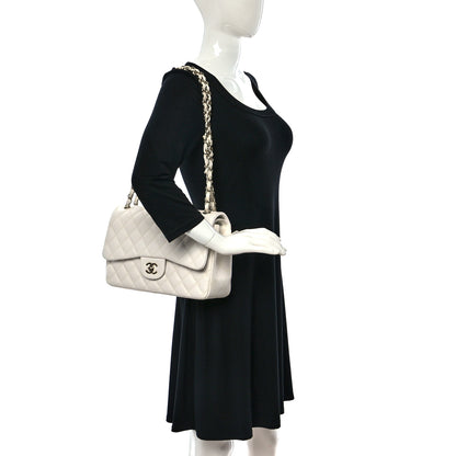 Chanel Caviar Quilted Jumbo Double Flap White 2 of 21